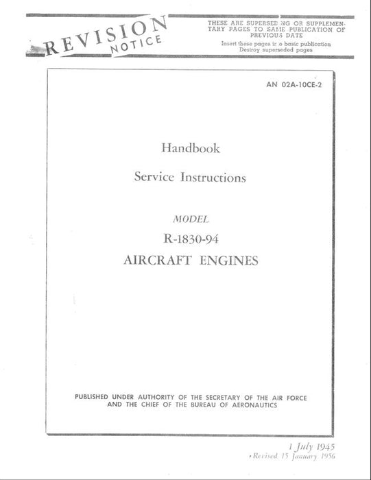 USAF R-1830-94 Engine Service Instructions Handbook (AN 02A-10EC-2)