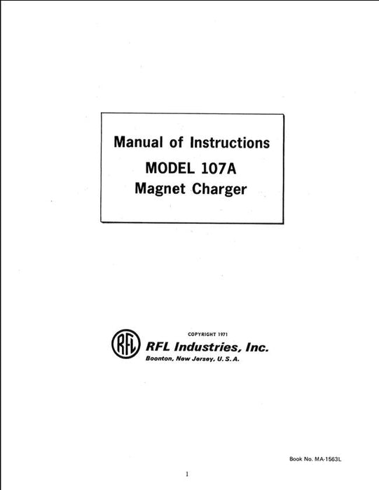 RFL Model 107A Magnet Charger Instructions Manual