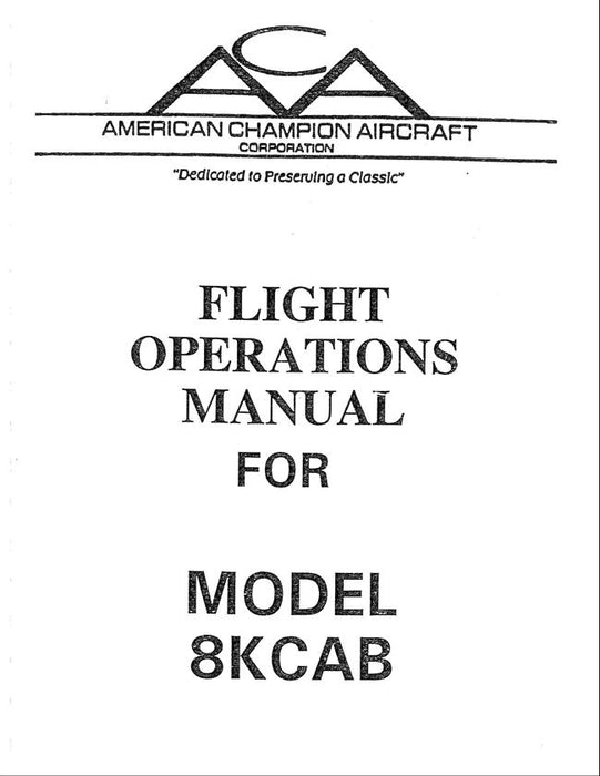 Bellanca Model 8KCAB Flight Operations Manual