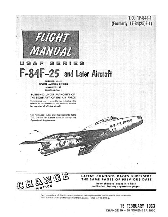 Republic Aviation F-84F-25 1963 Flight Manual (1F-84F-1)
