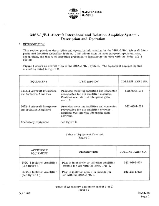 Collins 346A-1-346B-1 Maintenance Manual with Installation Data (520-0758053-001114)