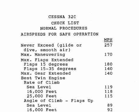 Cessna 320 Pilot's Checklist — Essco Aircraft