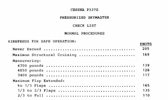 Cessna P337 Pilot's Checklist