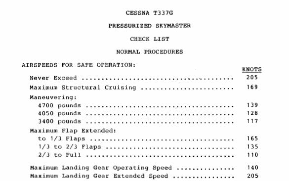 Cessna Pressurized T337 Pilot's Checklist