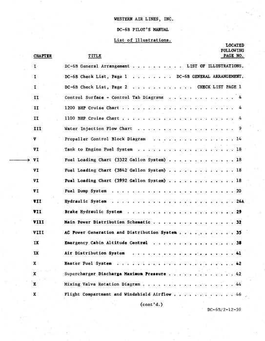 Western Air Lines, Inc. DC-6B Pilot's Flight Pilot's Flight Manual (Western Air Lines, Inc.)