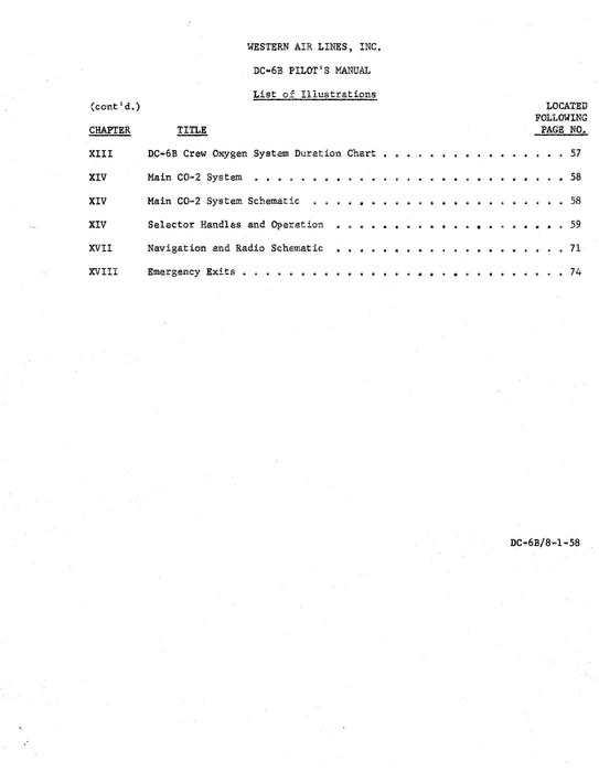 Western Air Lines, Inc. DC-6B Pilot's Flight Pilot's Flight Manual (Western Air Lines, Inc.)