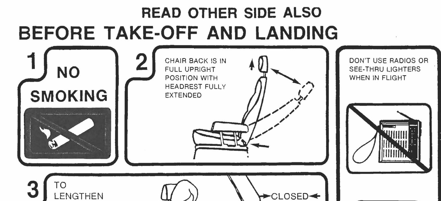 Beech C33 Debonair 1 Passenger Briefing Cards