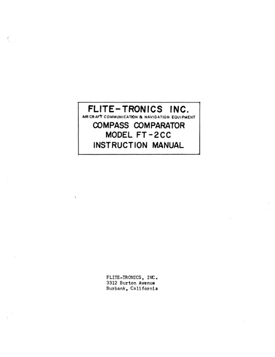 Flite-Tronics, Inc. Compass Comparator FT-2CC Instruction Manual (FNFT2CC-IN-C)