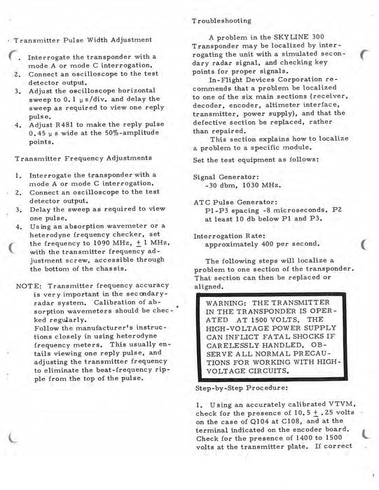 IFD Skyline 300 Transponder Maintenance Manual (IF300-M-C)