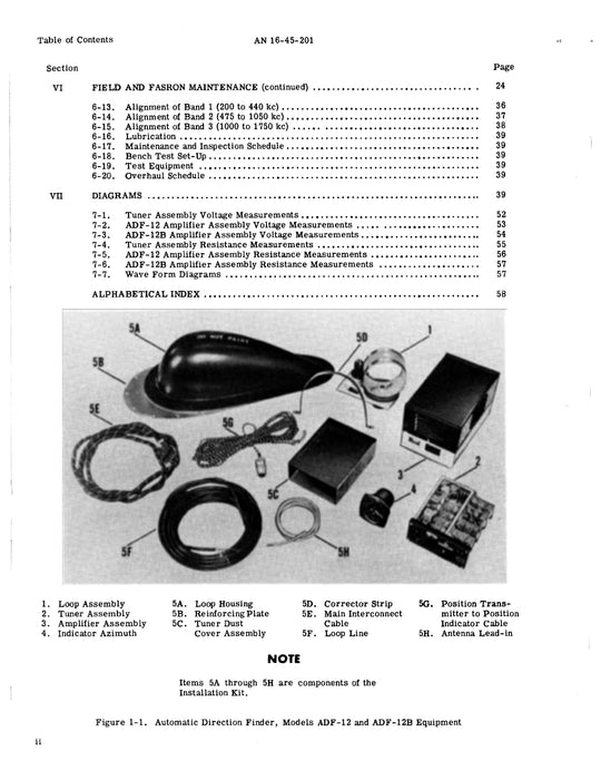 Learjet ADF-12,12B 1953 Maintenance Instructions Handbook (16-45-201)