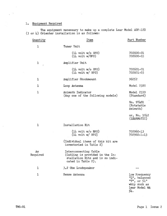 Lear Orienter ADF-12D3, ADF-12D4 Installation Instructions (LEADF12D3,4-IN)