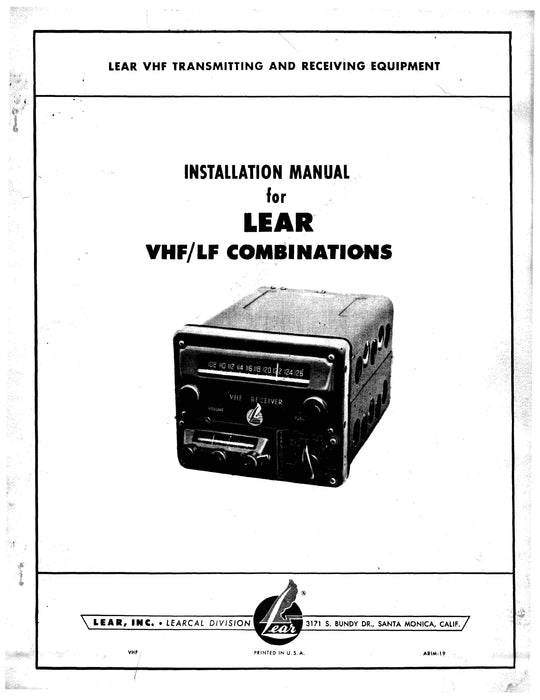 Learjet VHF-LF Combinations Installation Manual (ARIM-19)