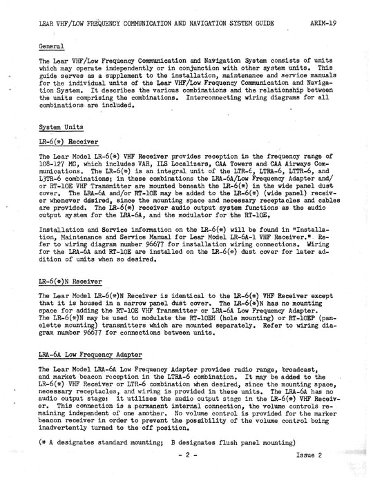 Learjet VHF-LF Combinations Installation Manual (ARIM-19)