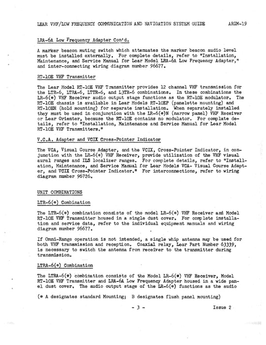 Learjet VHF-LF Combinations Installation Manual (ARIM-19)