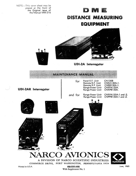 Narco UDI-2A & UDI-2AR Interrogators Maintenance Manual (MM-3301-600)