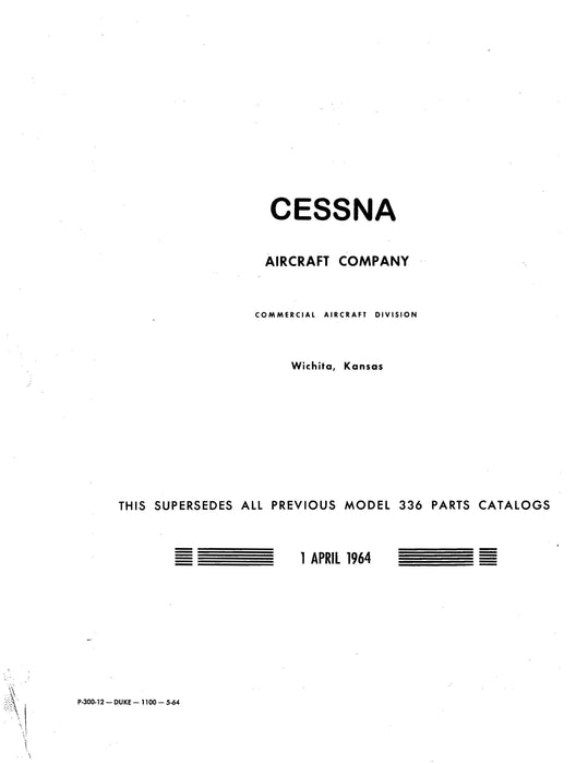 Cessna 336 Skymaster 1964 Illustrated Parts Catalog (P30012) — Essco