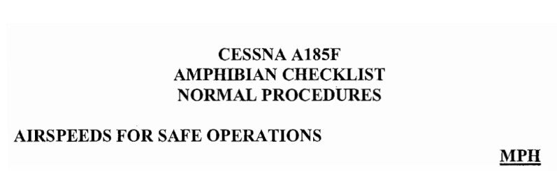 Cessna A185F Amphibian Pilot's Checklist (CEA185F-CL-C)