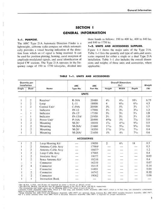 Aircraft Radio Corporation ARC 21A Automatic Direction Finder Instruction Manual (AR21A-IN-C)