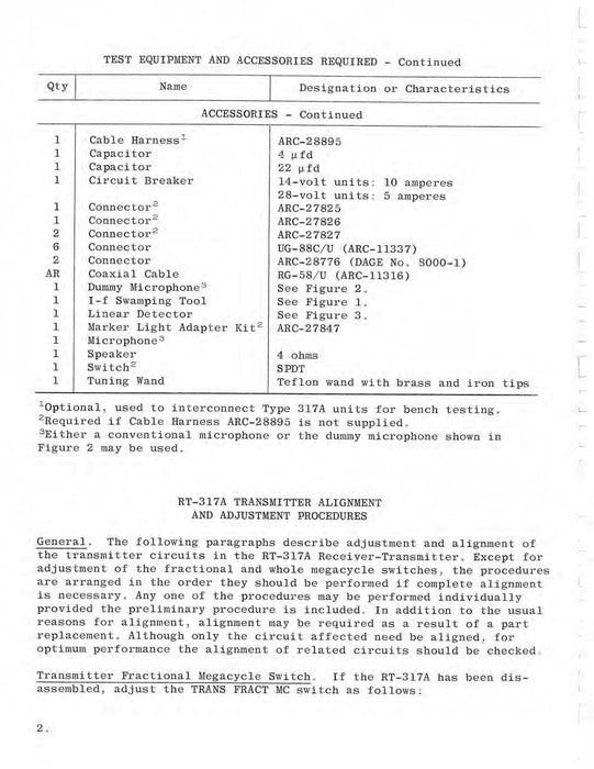 Aircraft Radio Corporation ARC 317A Communication Navigation Set Adjustment & Alignment Manual (ARC317A-AA-C)
