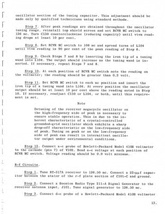 Aircraft Radio Corporation ARC 317A Communication Navigation Set Adjustment & Alignment Manual (ARC317A-AA-C)