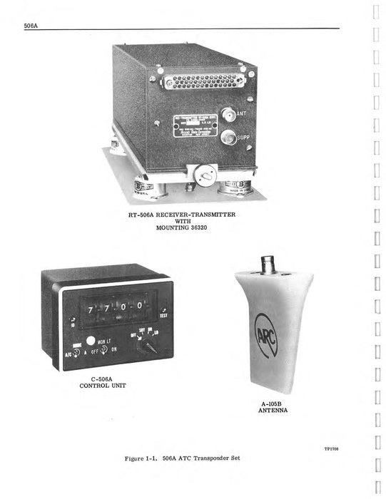 Aircraft Radio Corporation ARC 506A ATC Transponder Set Installation & Operation Instructions (AR506A-IN-C)