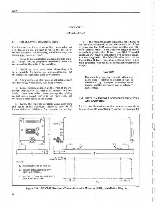 Aircraft Radio Corporation ARC 506A ATC Transponder Set Installation & Operation Instructions (AR506A-IN-C)