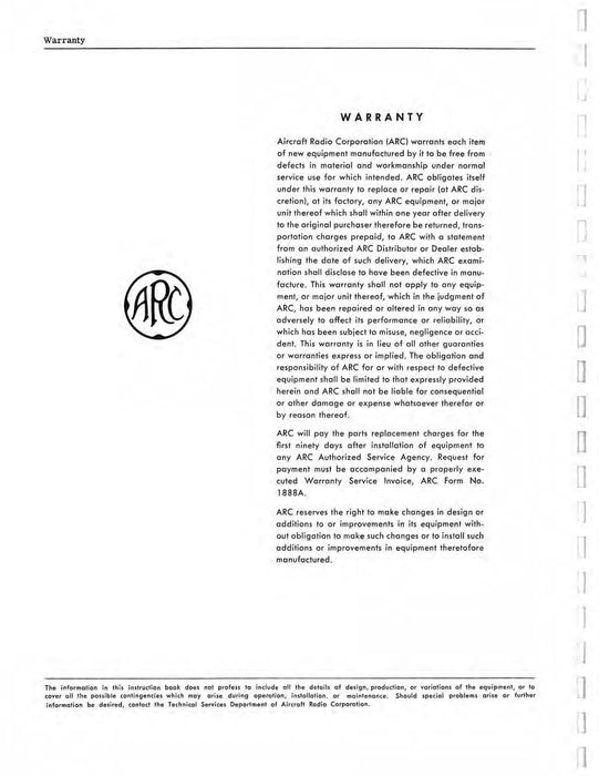 Aircraft Radio Corporation ARC 513A Communication Navigation Set Instruction Book (AR513A-IN-C)