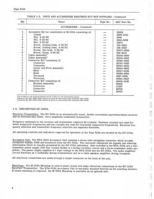 Aircraft Radio Corporation ARC 513A Communication Navigation Set Instruction Book (AR513A-IN-C)