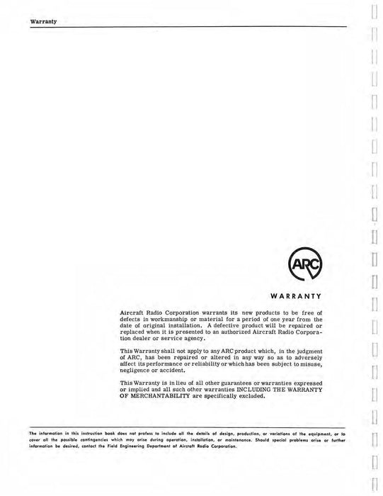 Aircraft Radio Corporation ARC 517R Communication Navigation Set Instruction Book (ARC517R-IN-C)