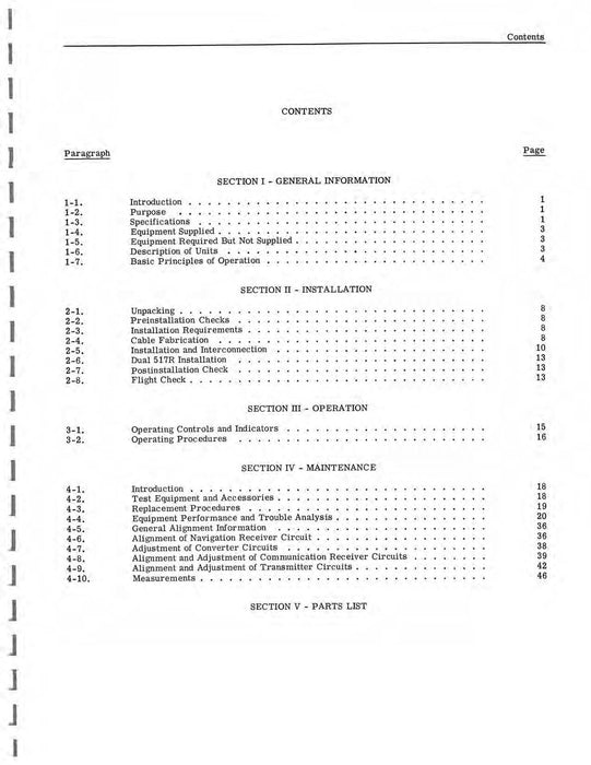Aircraft Radio Corporation ARC 517R Communication Navigation Set Instruction Book (ARC517R-IN-C)