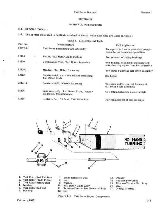 Hiller UH-12E, UH-12L Tail Rotor Assembly 1981 Overhaul Manual (Part Nos. 55044, 55044-5, 55044-9, 55044-15)