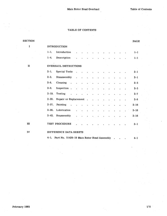 Hiller UH-12E Series Main Rotor Head Assembly 1981 Overhaul Manual (Part Nos. 51439-7, 51439-19)