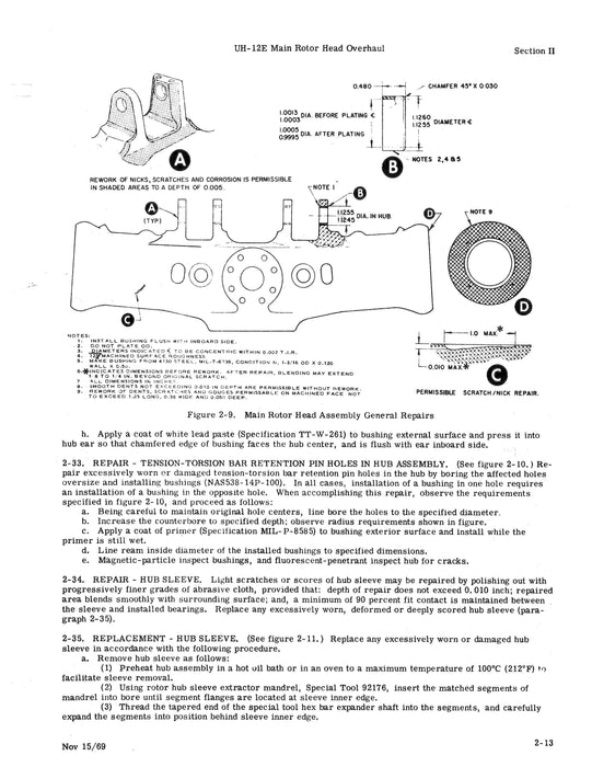 Hiller UH-12E Series Main Rotor Head Assembly 1981 Overhaul Manual (Part Nos. 51439-7, 51439-19)