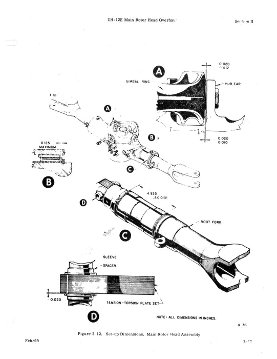 Hiller UH-12E Series Main Rotor Head Assembly 1981 Overhaul Manual (Part Nos. 51439-7, 51439-19)