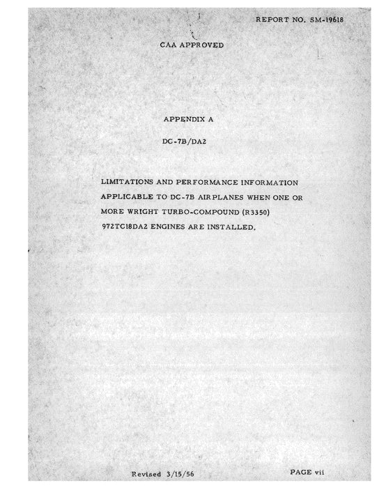 Douglas DC-7B 1956 Flight Manual