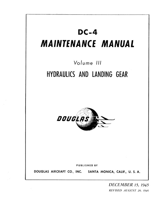Douglas DC-4 Maintenance Manual Vol III Hydraulics & Landing Gear