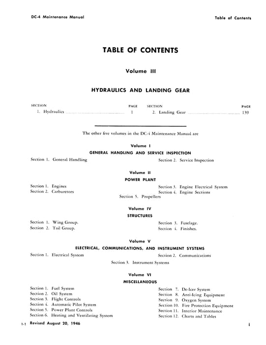 Douglas DC-4 Maintenance Manual Vol III Hydraulics & Landing Gear