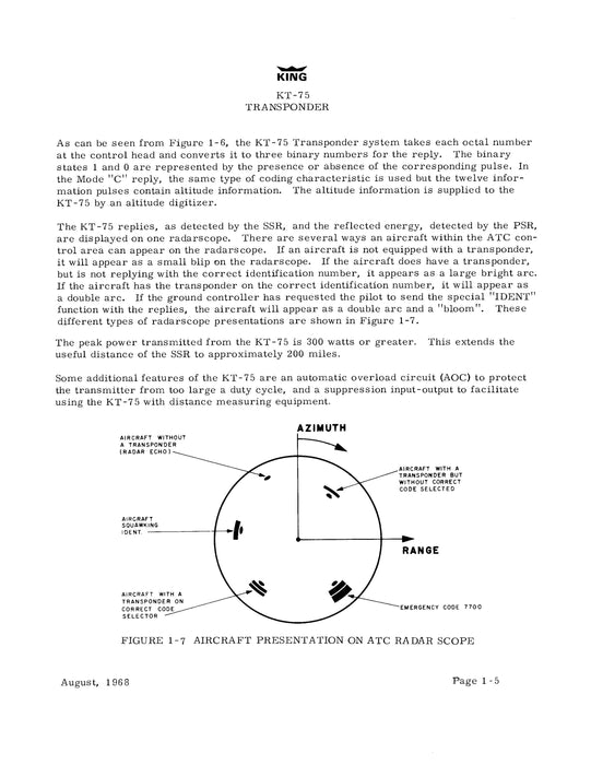 King KT-75, KT-75R Transponder Installation Manual (006-0041-00)