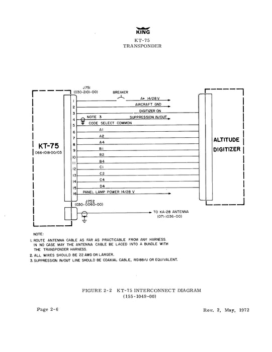 King KT-75, KT-75R Transponder Installation Manual (006-0041-00)