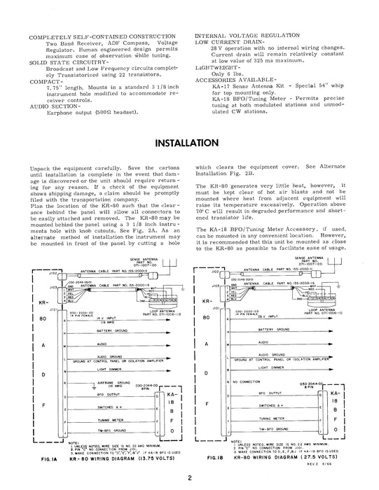 King KR-80 Automatic Direction Finder Installation Manual