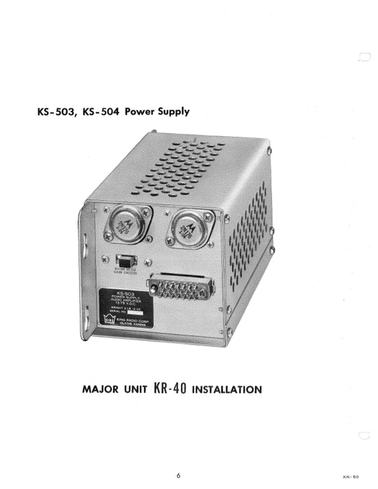 King KR-40 Nav Receiver Instruction Manual