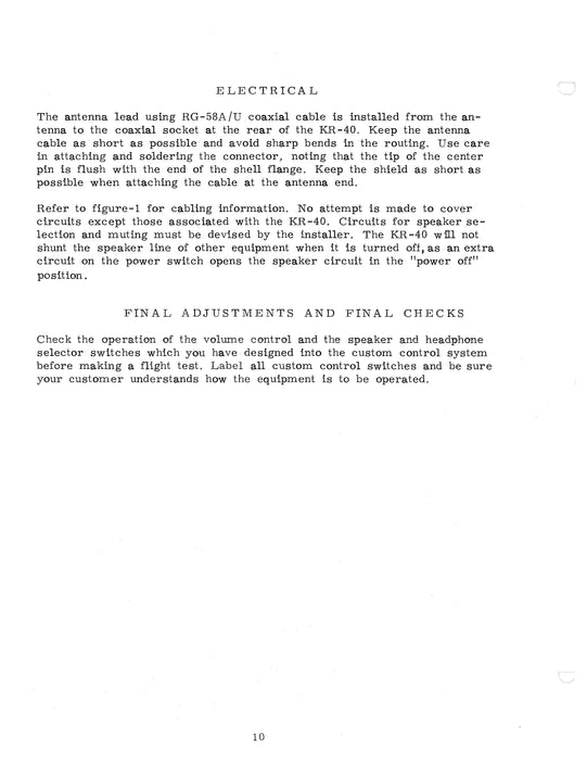 King KR-40 Nav Receiver Instruction Manual