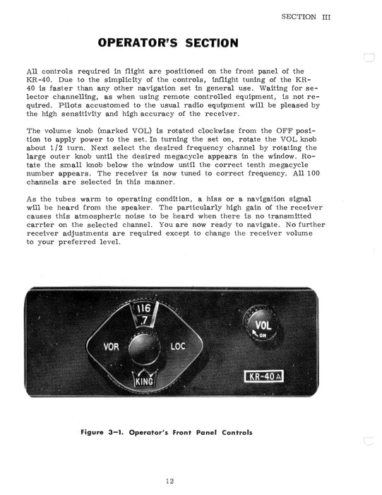 King KR-40 Nav Receiver Instruction Manual