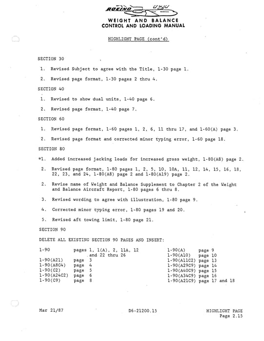 Boeing 727-214/-254/-2Q8 Weight & Balance Control & Loading Manual