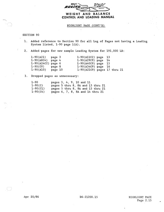 Boeing 727-214/-254/-2Q8 Weight & Balance Control & Loading Manual