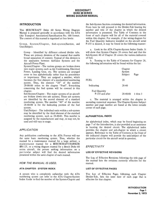 Beech 60, A60, B60 Duke Wiring Diagram (60-590001-29)