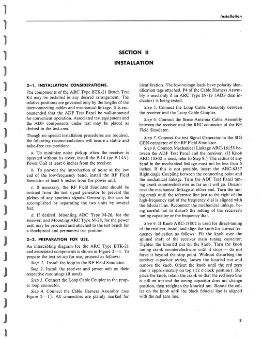 Aircraft Radio Corporation ARC BTK-21 Bench Test Kit Instruction Book (ARBTK21-IN-C)