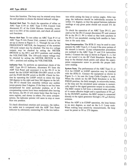 Aircraft Radio Corporation ARC BTK-21 Bench Test Kit Instruction Book (ARBTK21-IN-C)
