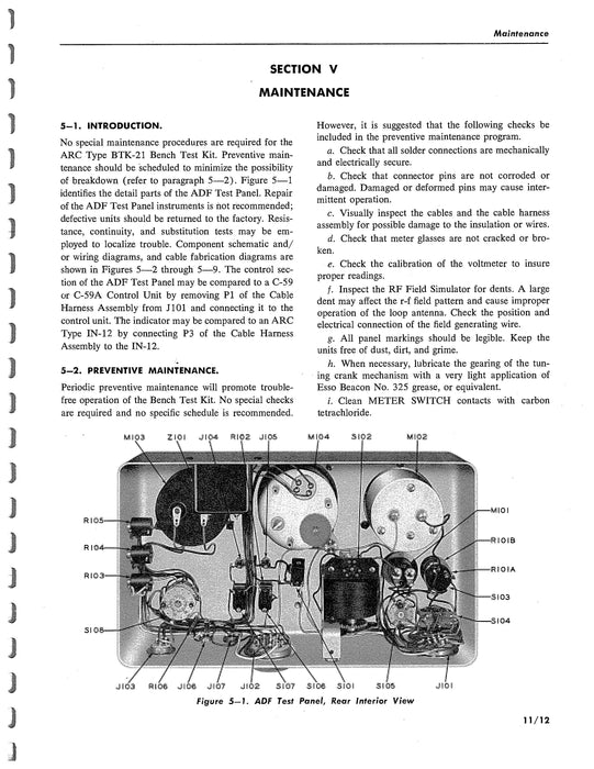 Aircraft Radio Corporation ARC BTK-21 Bench Test Kit Instruction Book (ARBTK21-IN-C)