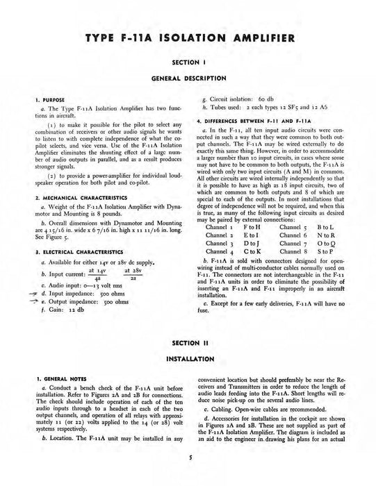 Aircraft Radio Corporation ARC F-11A Isolation Amplifier Instruction Book (ARF11A-55-IN-C)